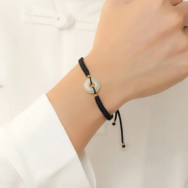 Olampe Hetian Jade Bracelets Unisex Pale Greenish White Jade-9