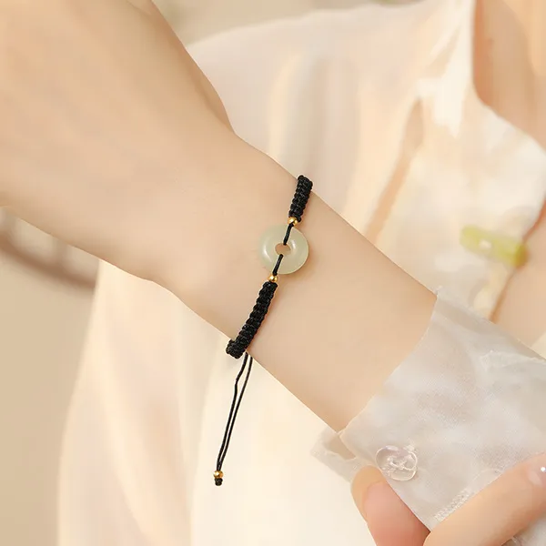 Olampe Hetian Jade Bracelets Unisex Pale Greenish White Jade-8