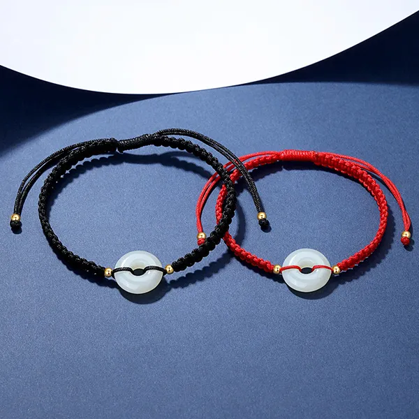 Olampe Hetian Jade Bracelets Unisex Pale Greenish White Jade-3