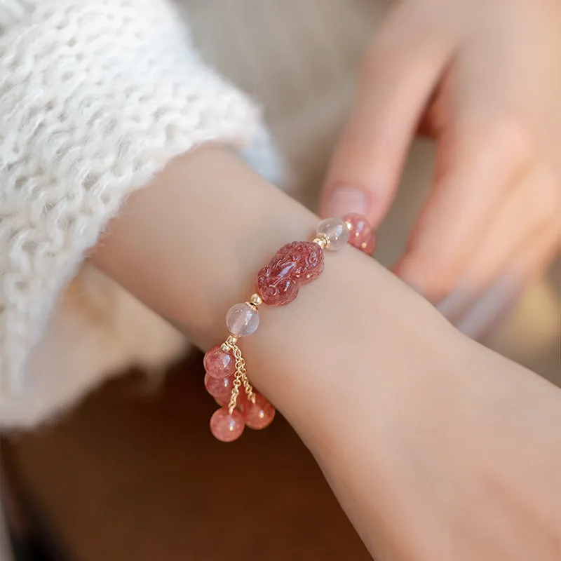 A.b.art Strawberry Quartz Pink Crystal Bracelets Unisex-3