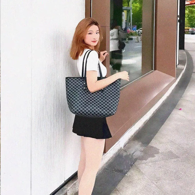 CMLZIUA Pu Korean Trendy College Tote Bag Multicolor Regular Women's Black/Coffee/Ecru-3