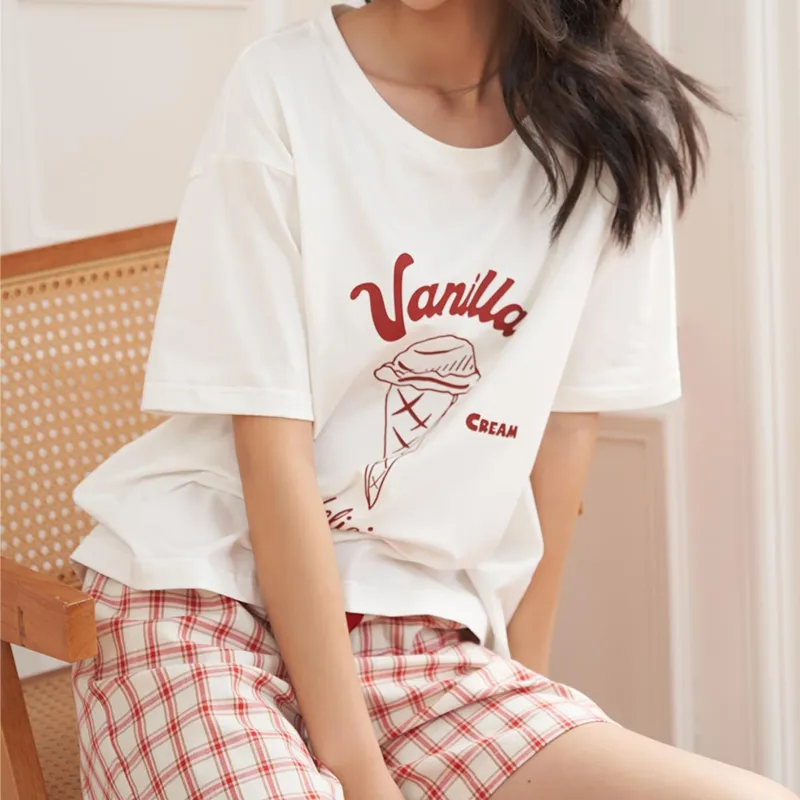 MADALLO Pajama Set Women's Ice Cream Print-1