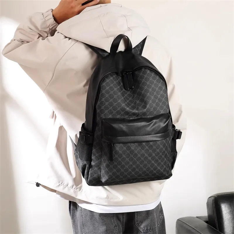 FOXER Synthetic Leather, Textile Mosaic Backpack Regular Men's Black-5