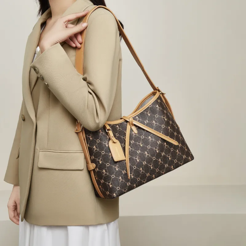 FOXER Synthetic Leather Shoulder Bag Women's Coffee/Apricot-4