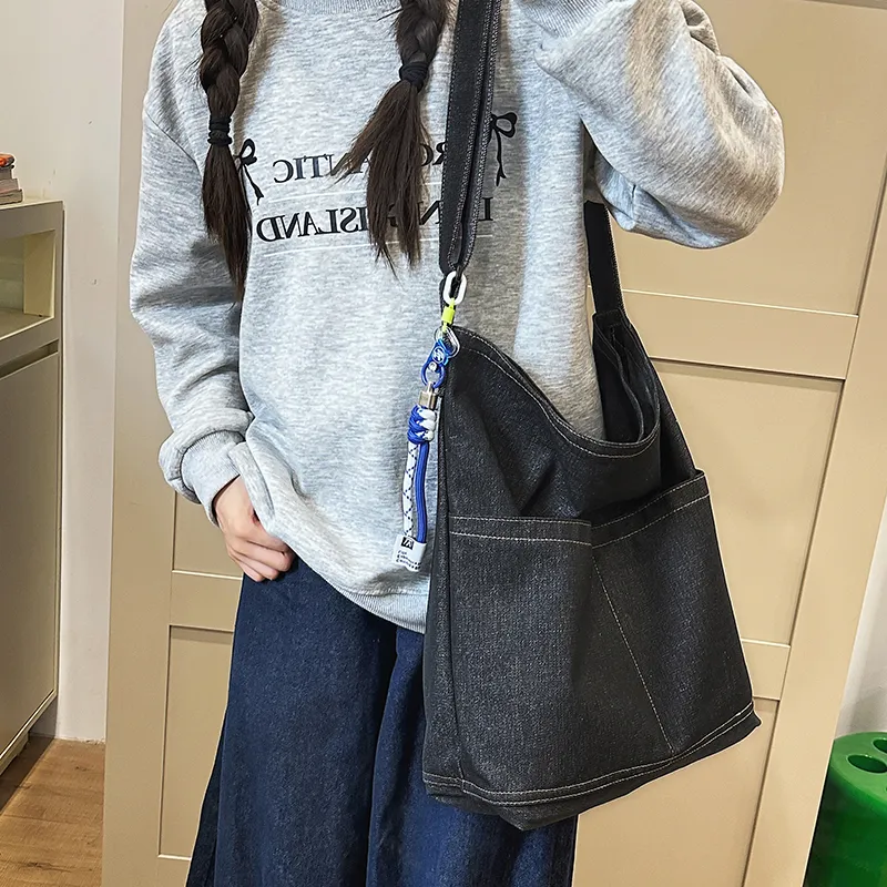 DCLOUD Denim Shoulder Bag Women's Blue/Black-6