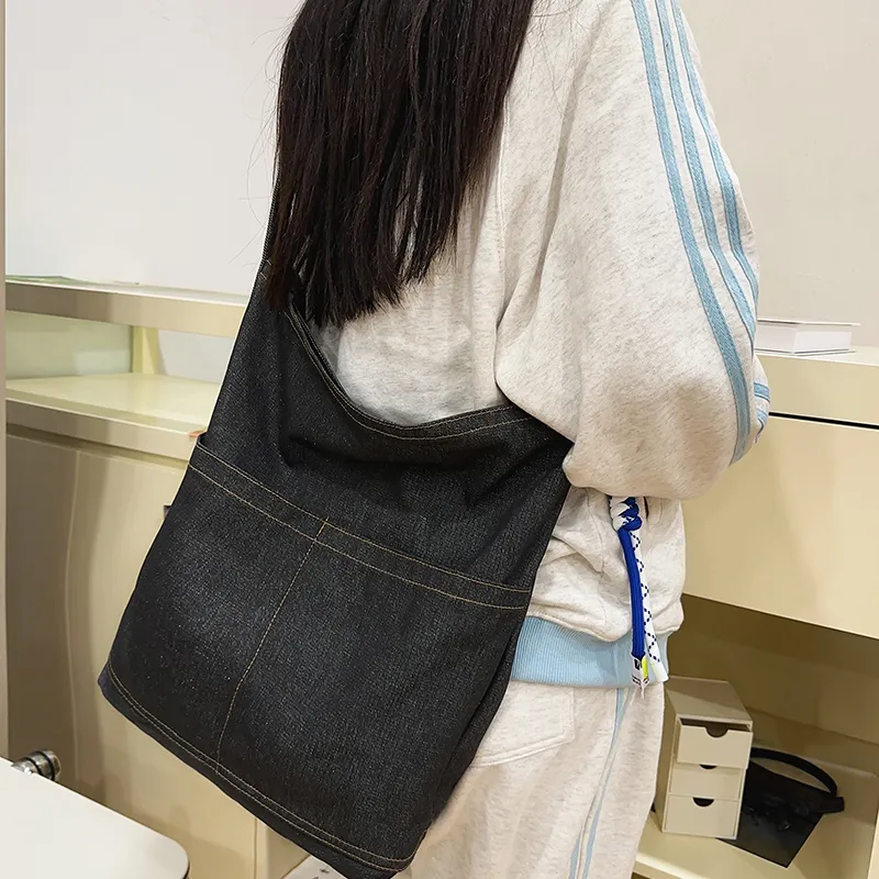 DCLOUD Denim Shoulder Bag Women's Blue/Black-7