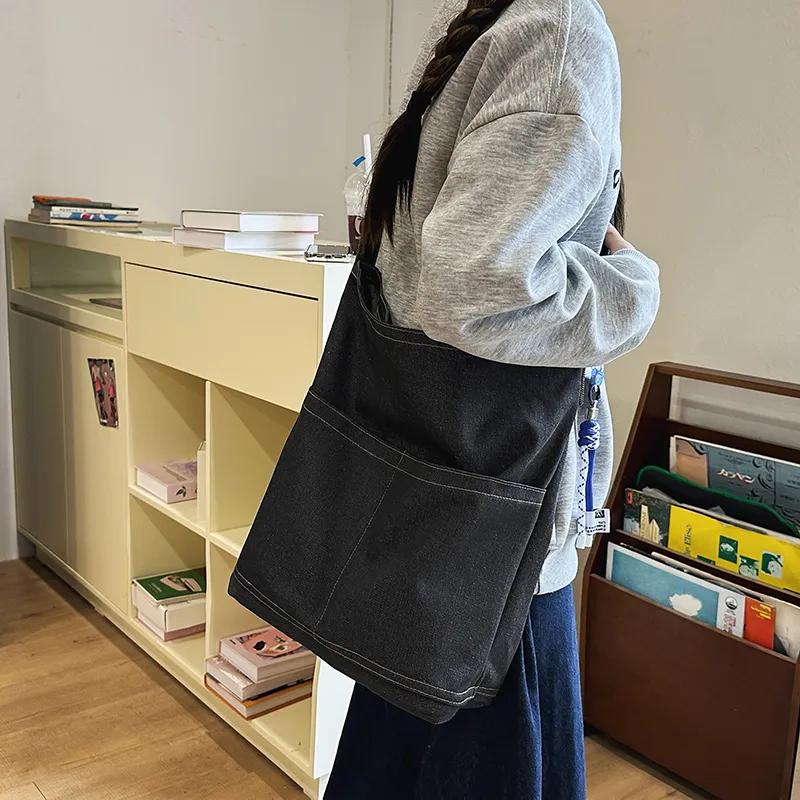 DCLOUD Denim Shoulder Bag Women's Blue/Black-5