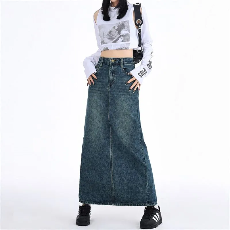 YINLEI Denim Long Skirt Women's-5