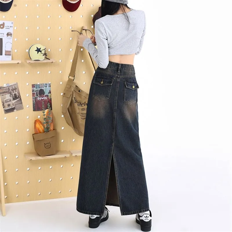 YINLEI Denim Long Skirt Women's-2