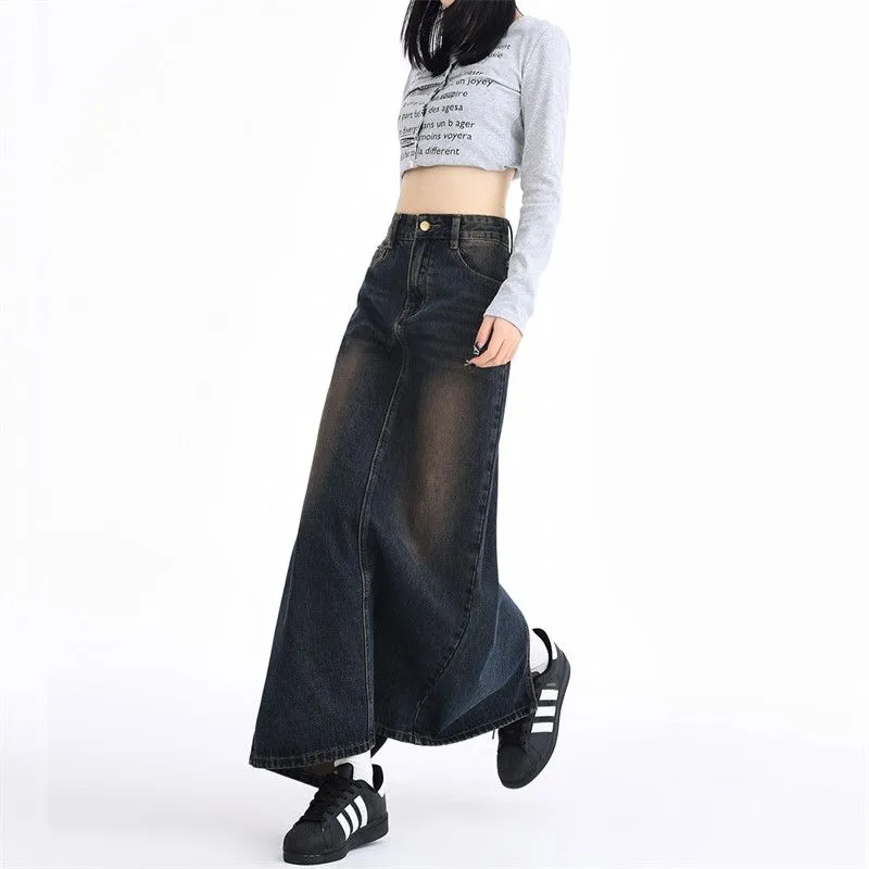 YINLEI Denim Long Skirt Women's-1