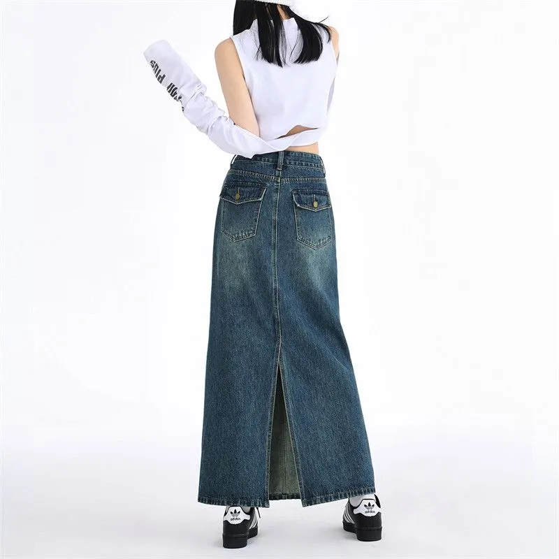 YINLEI Denim Long Skirt Women's-4