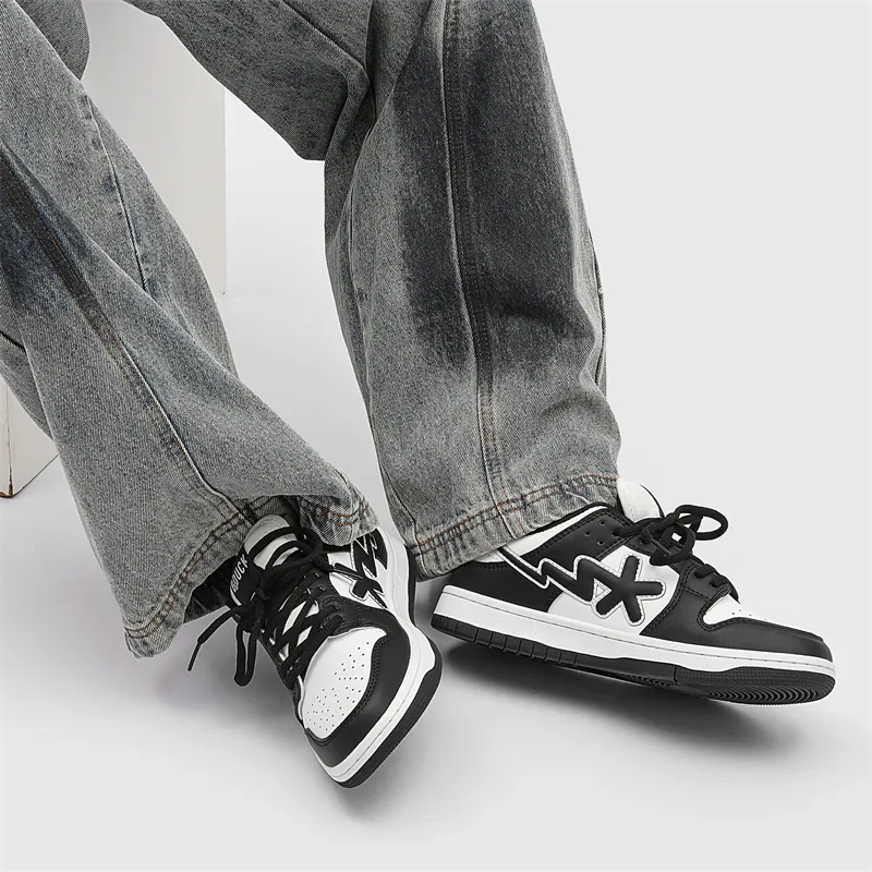 B.Duck Slip Resistant Cushioning Abrasion Resistant Breathable Low Top Skateboard Shoes Unisex Black-4