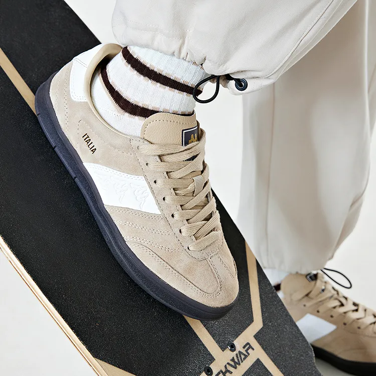 Kappa Anti Slip Wear Resistant Low Top Skateboard Shoes Unisex Khaki-10
