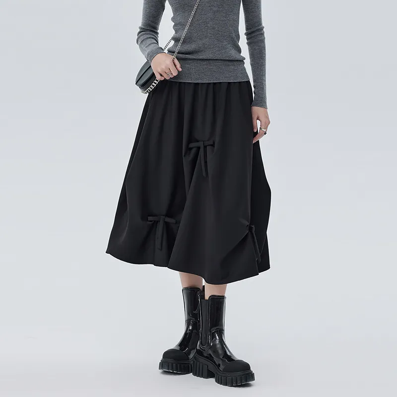 SOON FLOWER Casual Long Skirts Women's Black-2
