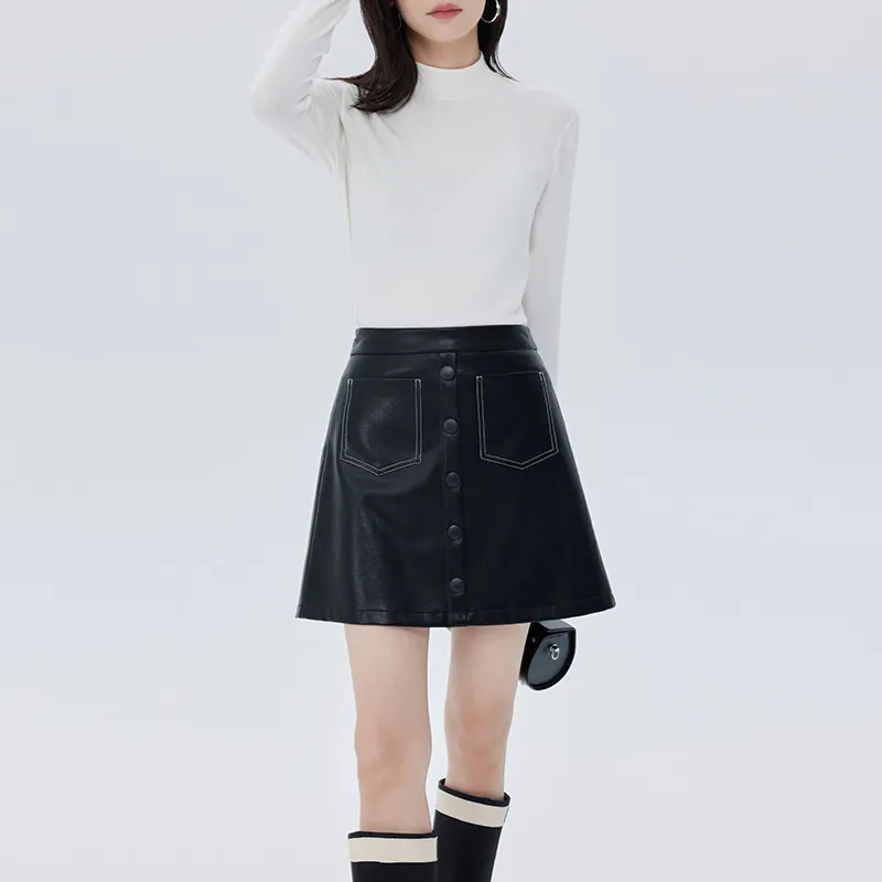 SOON FLOWER Casual Short Skirts Women's Black-2