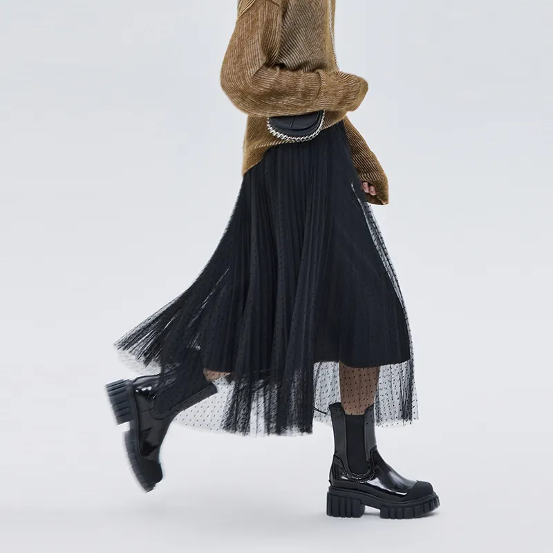SOON FLOWER Casual Long Skirts Women's Black-2