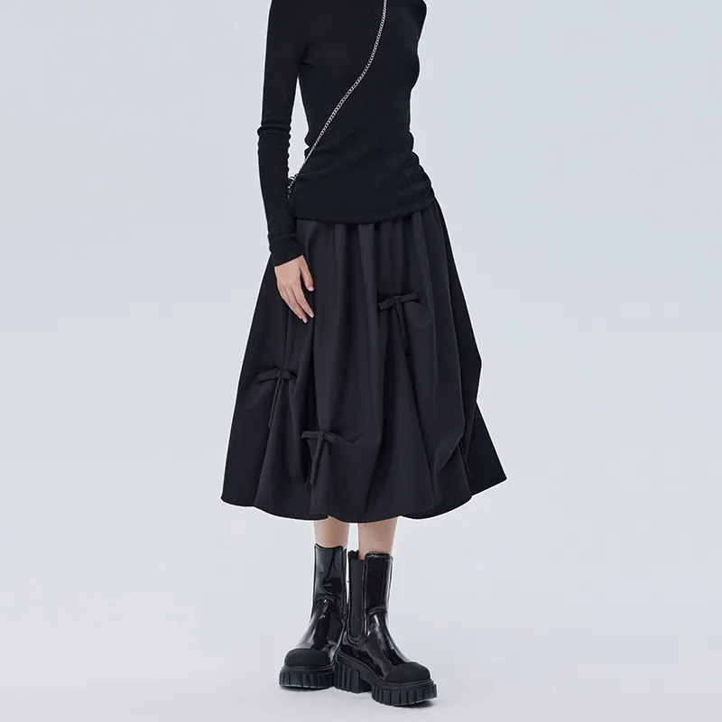 SOON FLOWER Casual Long Skirts Women's Black-5