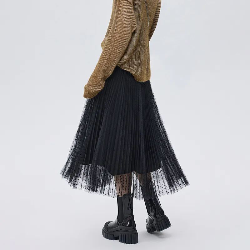 SOON FLOWER Casual Long Skirts Women's Black-3