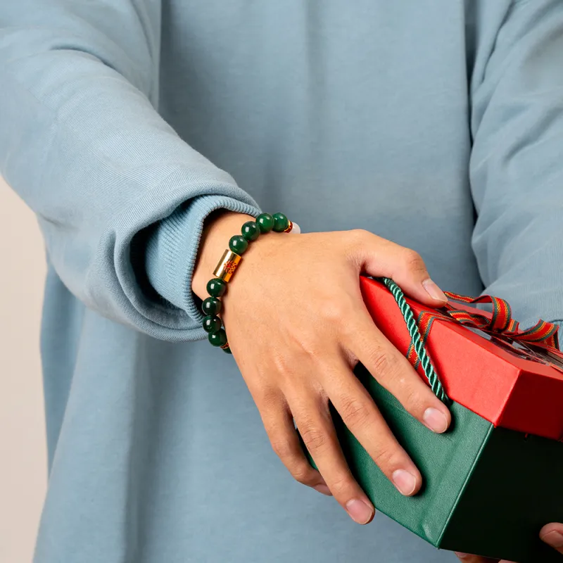 Rastaclat Chalcedony Small Lion Chinese Style Jade Bracelet Gift Box Set Unisex-1