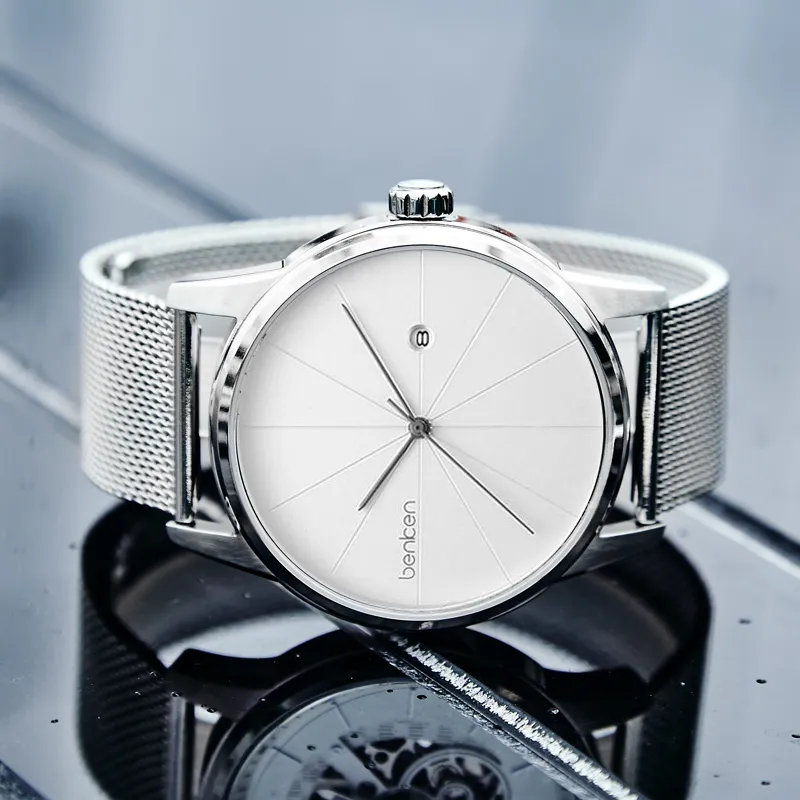 BENKEN Automatic Mechanical Movement Leather Strap Watch Men's Watches Black Dial-6
