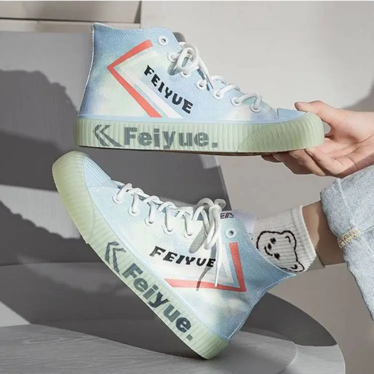 Dafu Leaps Forward Breathable Wear-Resistant Cushioning High-Top Canvas Shoes Unisex-5