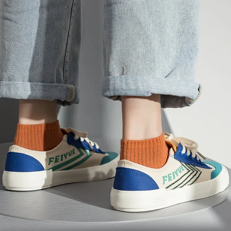 Dafu Leaps Forward Anti-Slip And Wear-Resistant Breathable Low-Top Canvas Shoes Unisex Green Beige Blue-1
