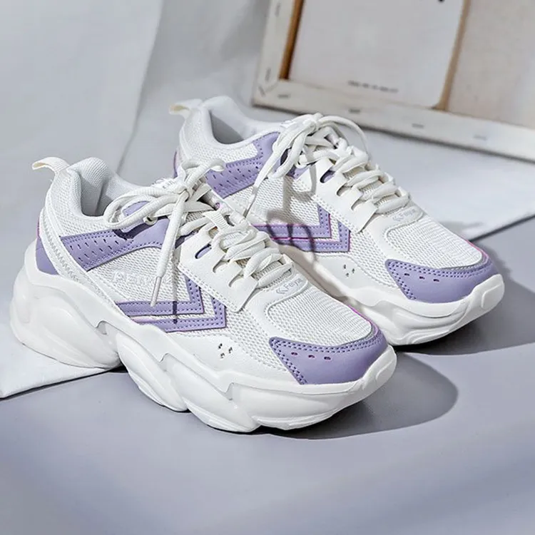 Dafu Leaps Forward Anti-Slip Wear-Resistant Low-Top Casual Running Shoes Women's White Purple-1