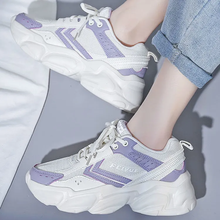 Dafu Leaps Forward Anti-Slip Wear-Resistant Low-Top Casual Running Shoes Women's White Purple-3