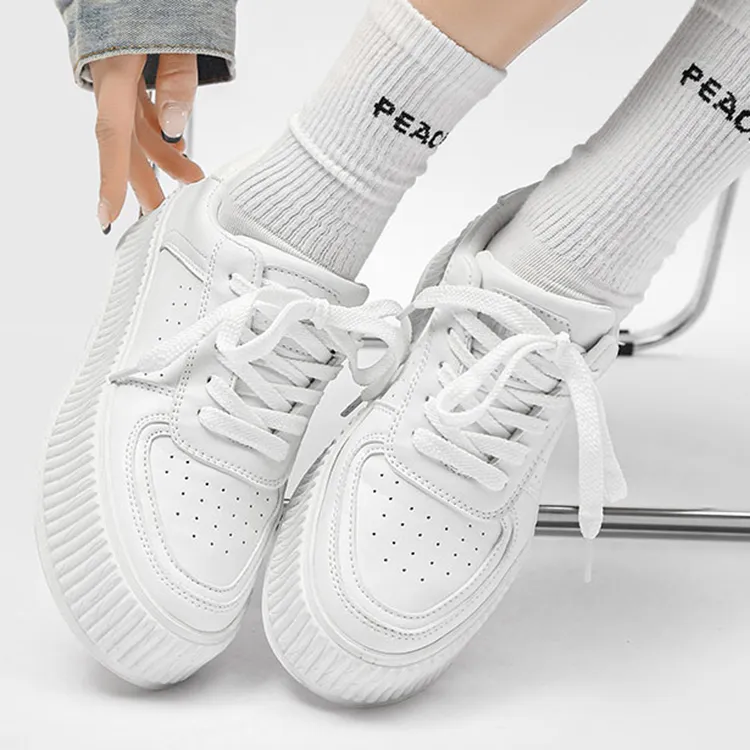 Dafu Leaps Forward Breathable Height Increasing Slip-Resistant Low-Top Skateboard Shoes Women's White-3