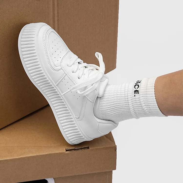 Dafu Leaps Forward Breathable Height Increasing Slip-Resistant Low-Top Skateboard Shoes Women's White-2