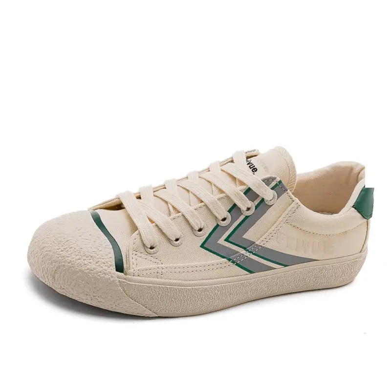 Dafu Leaps Forward Slip-Resistant Breathable Lightweight Low-Top Canvas Shoes Women's Beige Orange-6