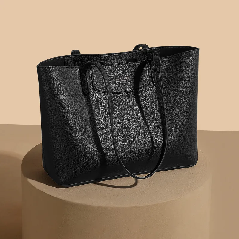 MEXICAN Polyurethane Leather Tote Bag, Shopping Bag, Shoulder Bag Women's Ecru/Black-7