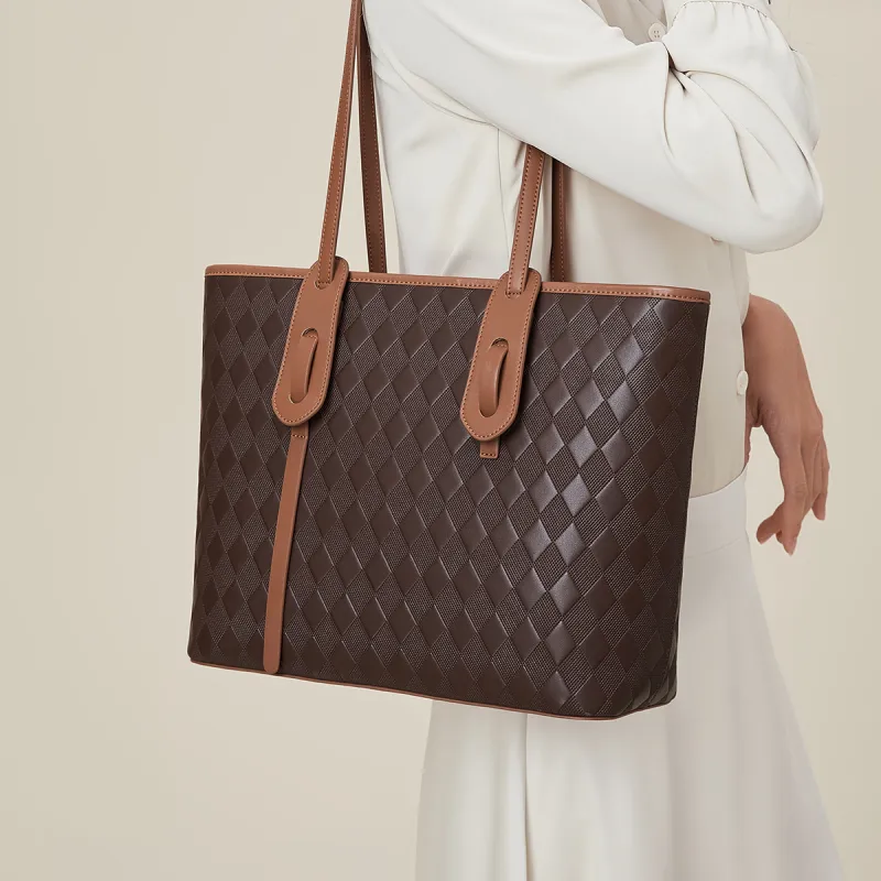 MEXICAN Polyurethane Leather Tote Handbag, Shoulder Bag Women's Apricot & Coffee/Dark Brown & Brown/Ecru & Pink-8