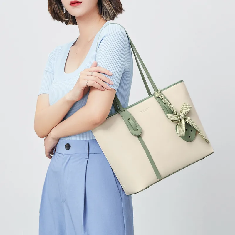 MEXICAN Polyurethane Tote Bag, Shopping Bag, Shoulder Bag Women's Ecru & Apricot/Ecru & Pink/Ecru & Green-20