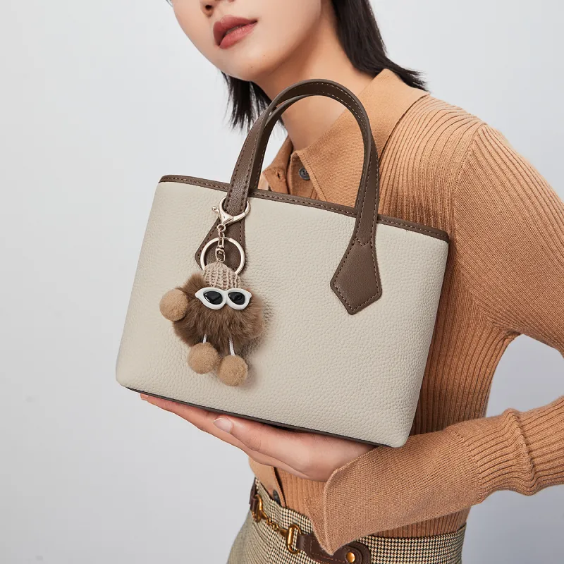 MEXICAN Cow Leather Tote Bag, Shopping Bag, Handbag, Shoulder Bag, Crossbody Bag Regular Women's Ecru & Brown-2
