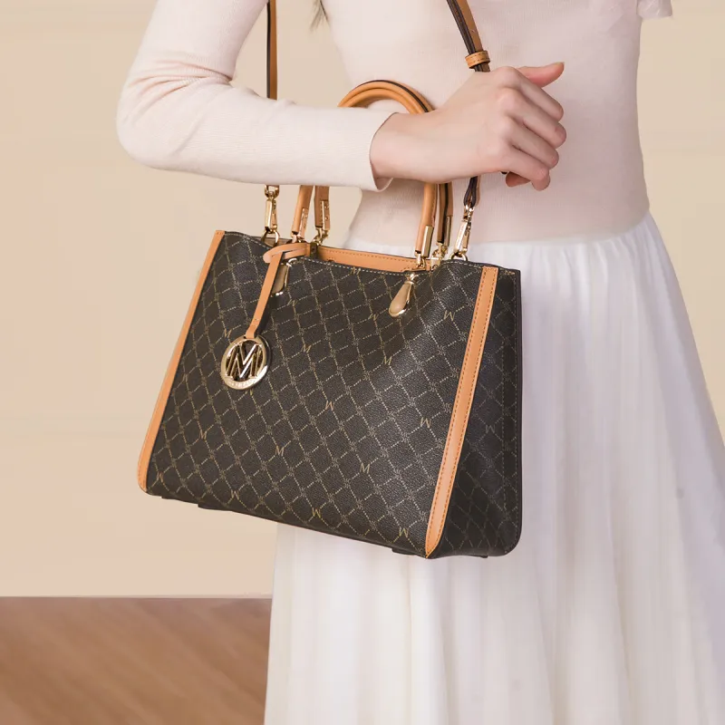 MEXICAN PVC Handbag Regular Women's Dark Brown/Ecru-2