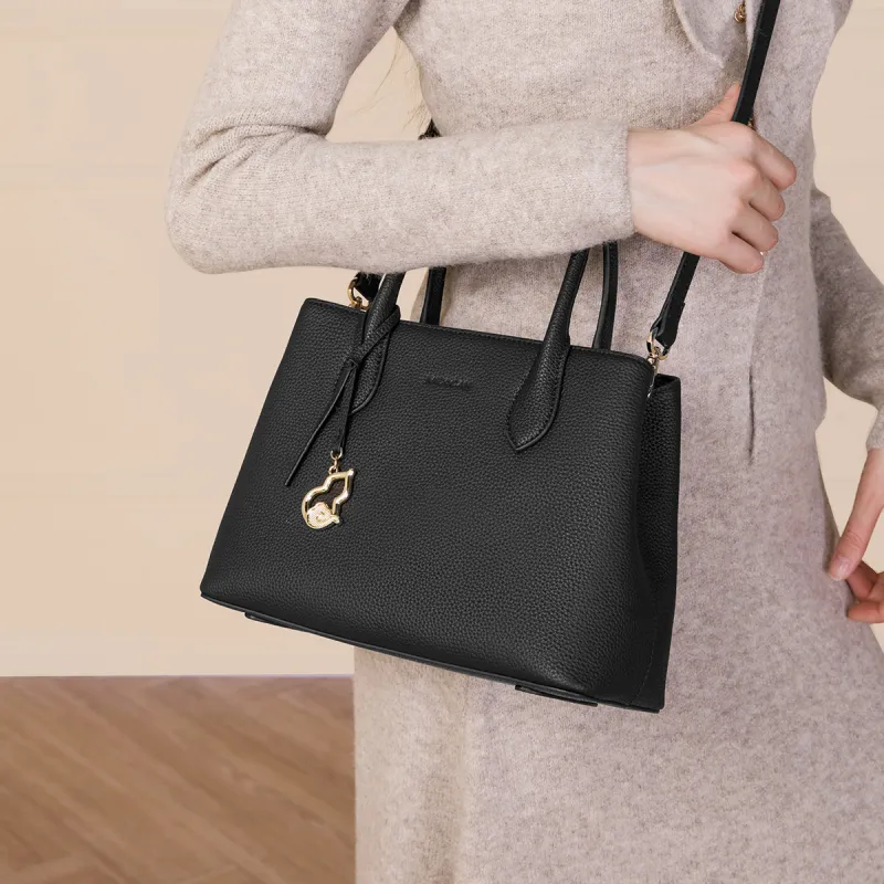MEXICAN Cow Leather, Synthetic Leather Crossbody Bag, Shoulder Bag, Mom Bag, Handbag Women's Black/Khaki/Ecru-1