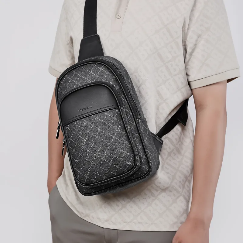 MEXICAN PVC Crossbody Bag Sling Bag Men's Dark Gray-4