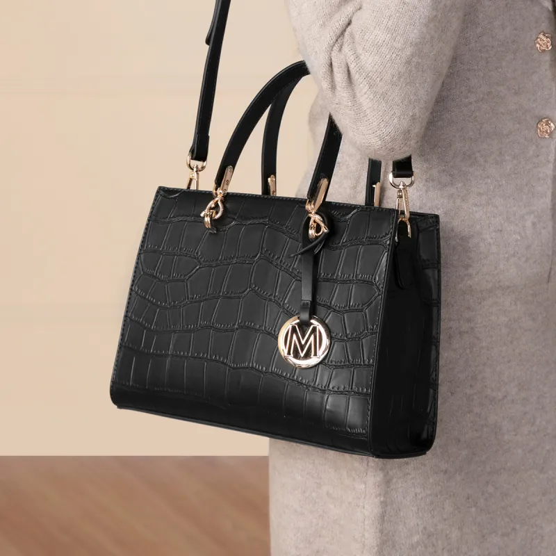 MEXICAN Polyurethane Leather Handbag Women's Black/Apricot-2