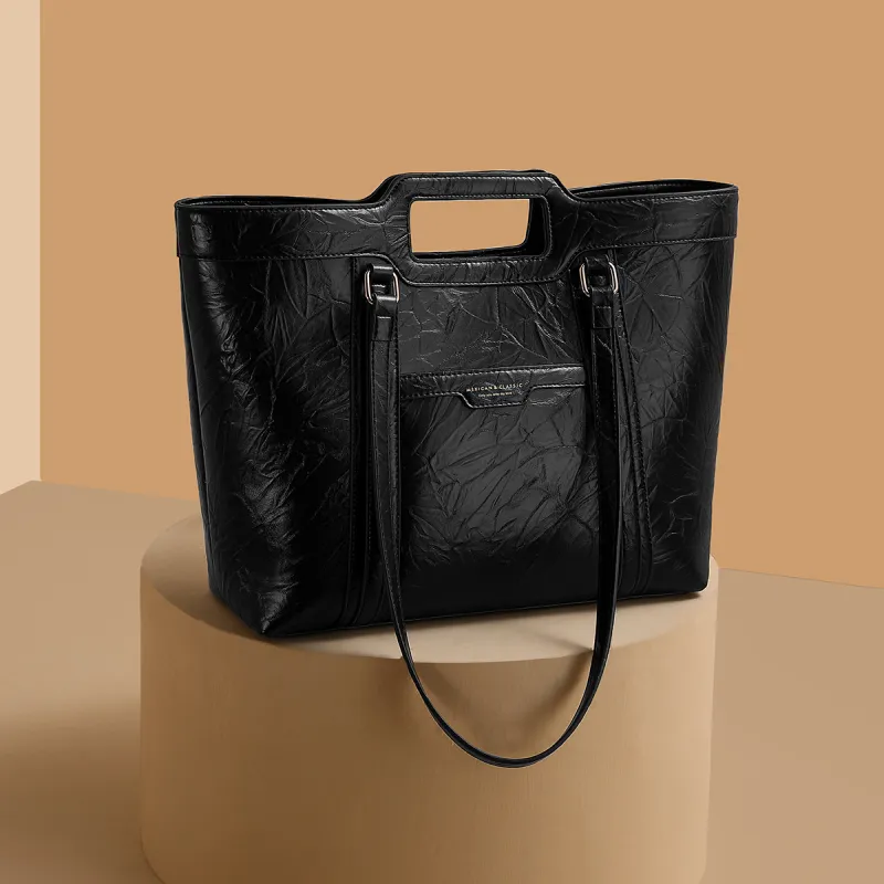MEXICAN PU Tote Bag, Shopping Bag, One Shoulder Handbag Tubas Women's Black-6