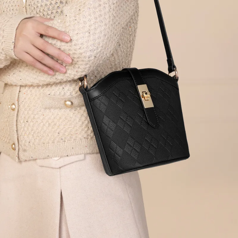 MEXICAN Cow Leather With Synthetic Leather Shoulder Bag, Crossbody Bag Women's Black/Ecru-3
