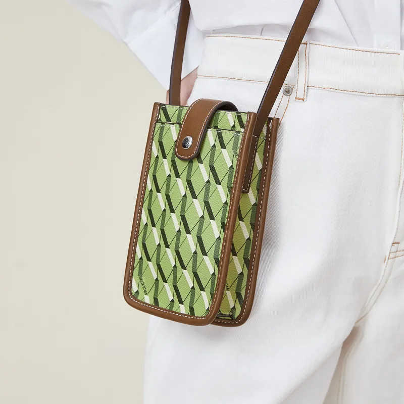 MEXICAN Polyvinyl Chloride Cell Phone Pouch, Crossbody Bag Regular Women's Brown/Green/Ecru-9