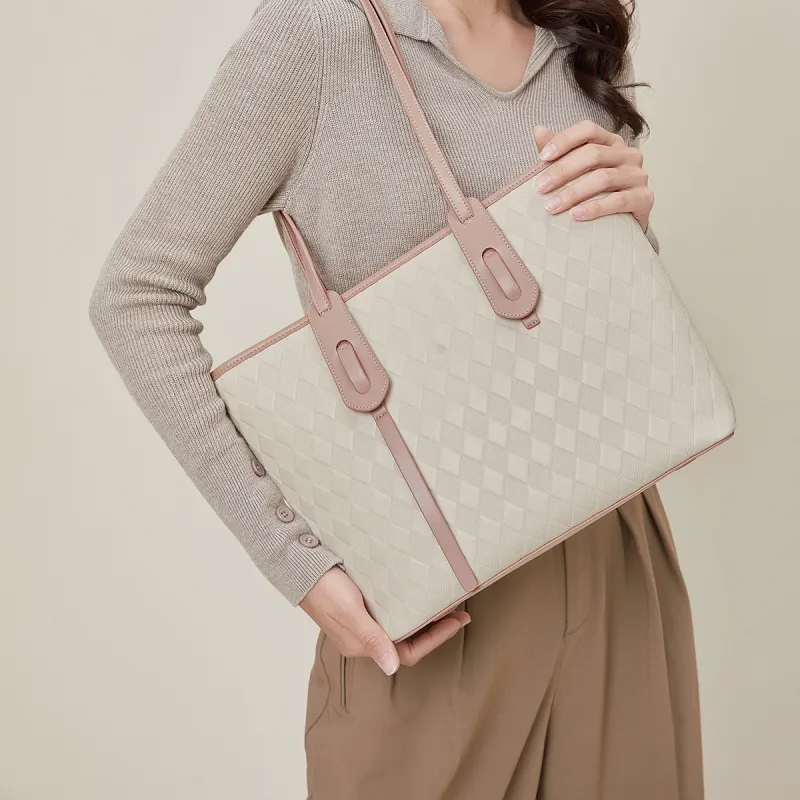 MEXICAN Polyurethane Leather Tote Handbag, Shoulder Bag Women's Apricot & Coffee/Dark Brown & Brown/Ecru & Pink-13