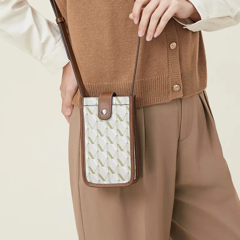 MEXICAN Polyvinyl Chloride Cell Phone Pouch, Crossbody Bag Regular Women's Brown/Green/Ecru-13