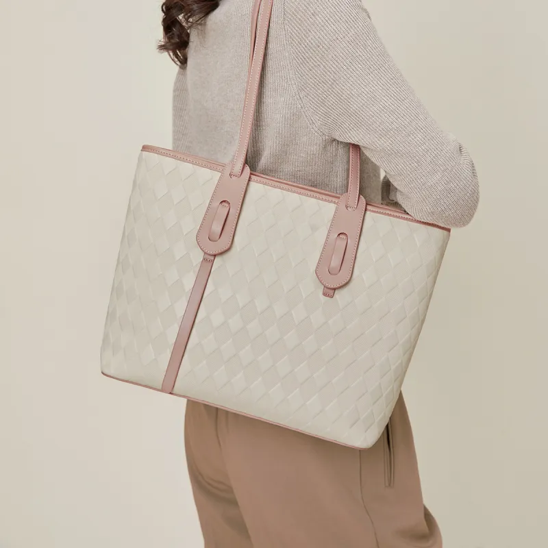 MEXICAN Polyurethane Leather Tote Handbag, Shoulder Bag Women's Apricot & Coffee/Dark Brown & Brown/Ecru & Pink-12