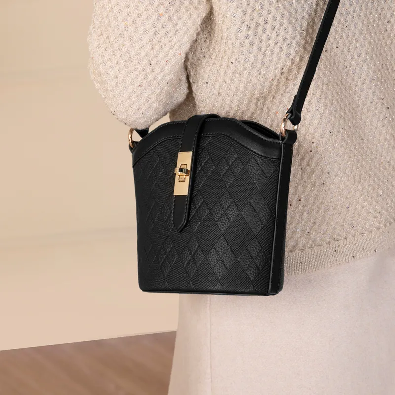 MEXICAN Cow Leather With Synthetic Leather Shoulder Bag, Crossbody Bag Women's Black/Ecru-2