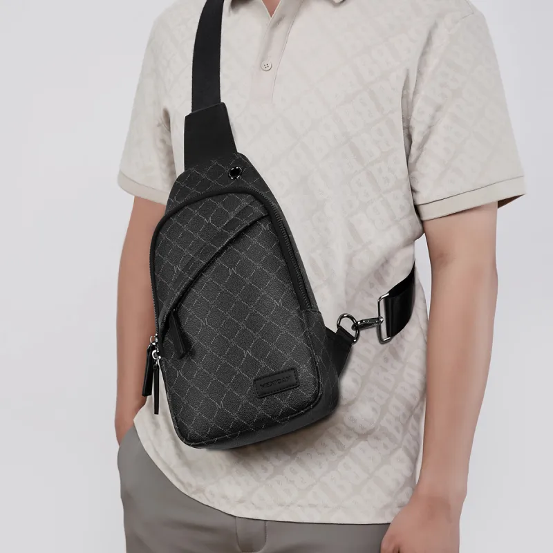 MEXICAN PVC One Shoulder Crossbody Bag, Sling Bag Men's Dark Gray-1