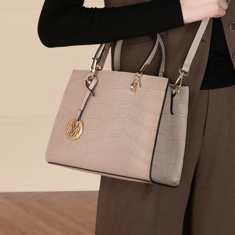 MEXICAN Polyurethane Leather Handbag Women's Black/Apricot-9
