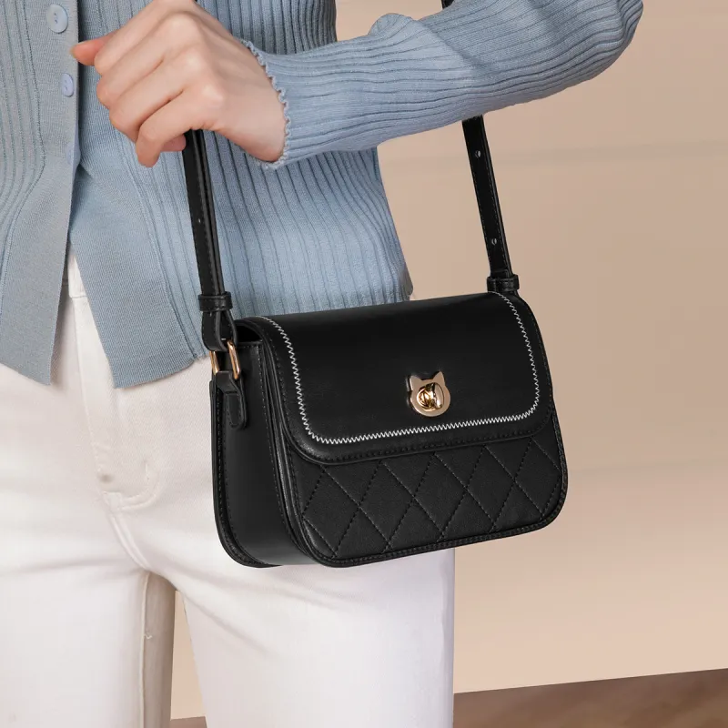 MEXICAN Artificial Leather Shoulder Bag, Crossbody Bag Women's Black/Ecru-1