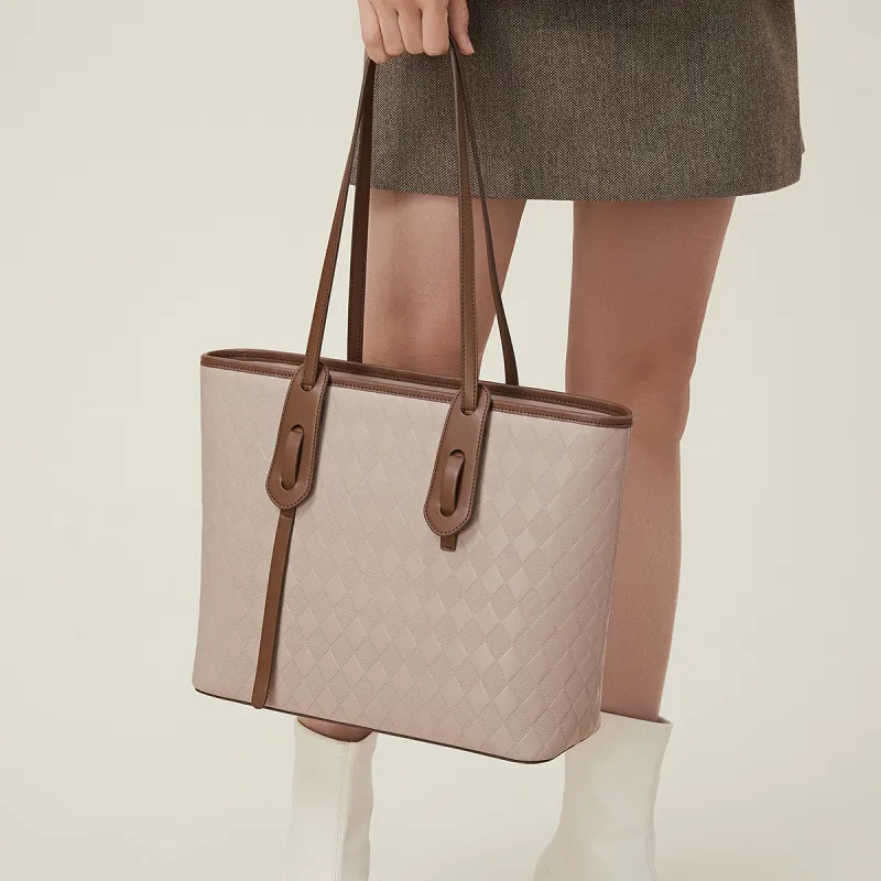 MEXICAN Polyurethane Leather Tote Handbag, Shoulder Bag Women's Apricot & Coffee/Dark Brown & Brown/Ecru & Pink-5